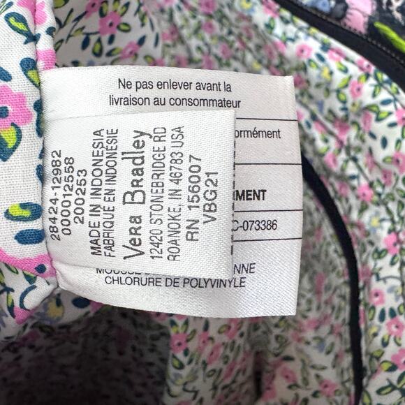 Vera Bradley Womens Bloom Boom Glenna Satchel Handbag Quilted Navy Blue - Picture 10 of 11